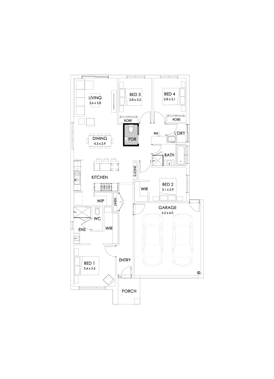 20  Floor Floorplan (Powder room - Flipped)