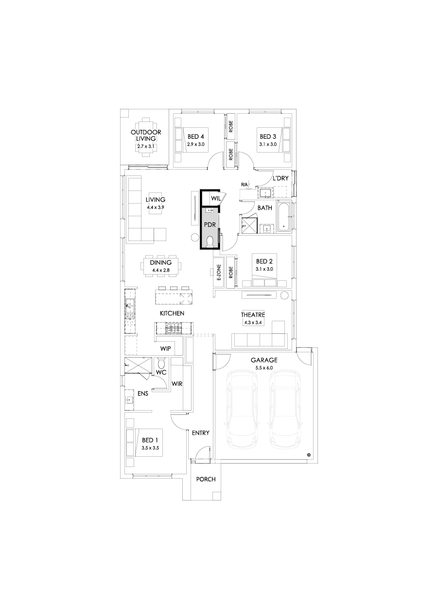 23  Floor Floorplan (Powder Room - Flipped)