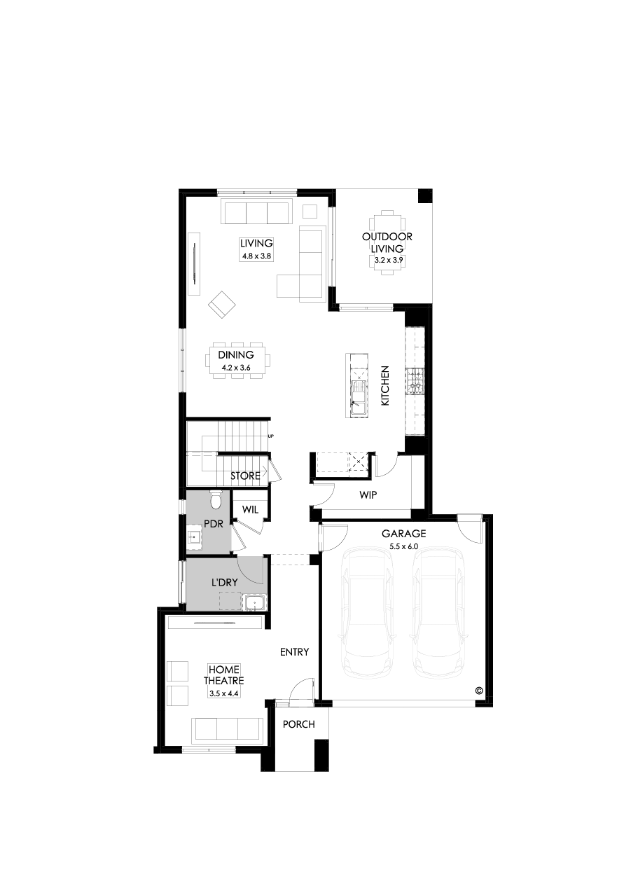 33 Ground Floor Floorplan (Standard - Flipped)