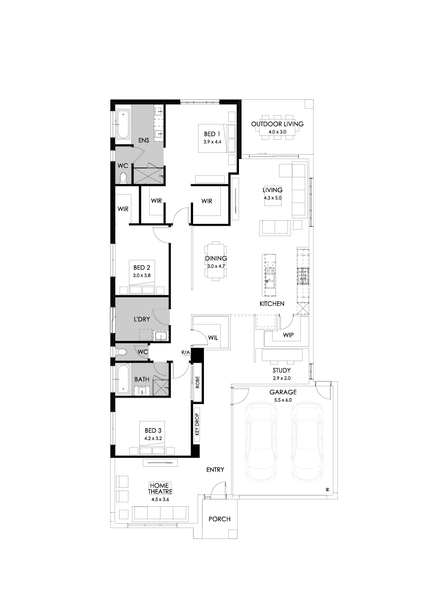 29  Floor Floorplan (3 bedrooms - Flipped)