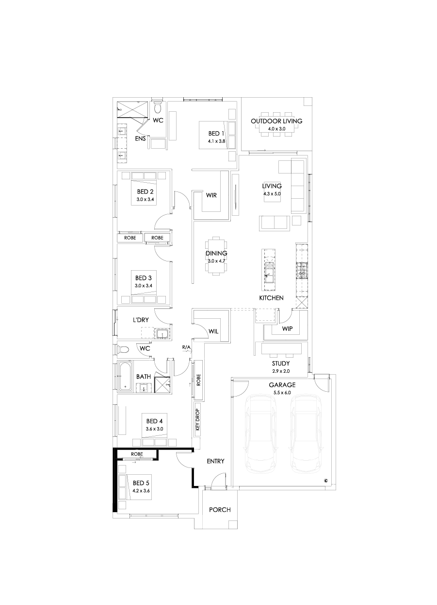 29  Floor Floorplan (5th bedroom - Flipped)