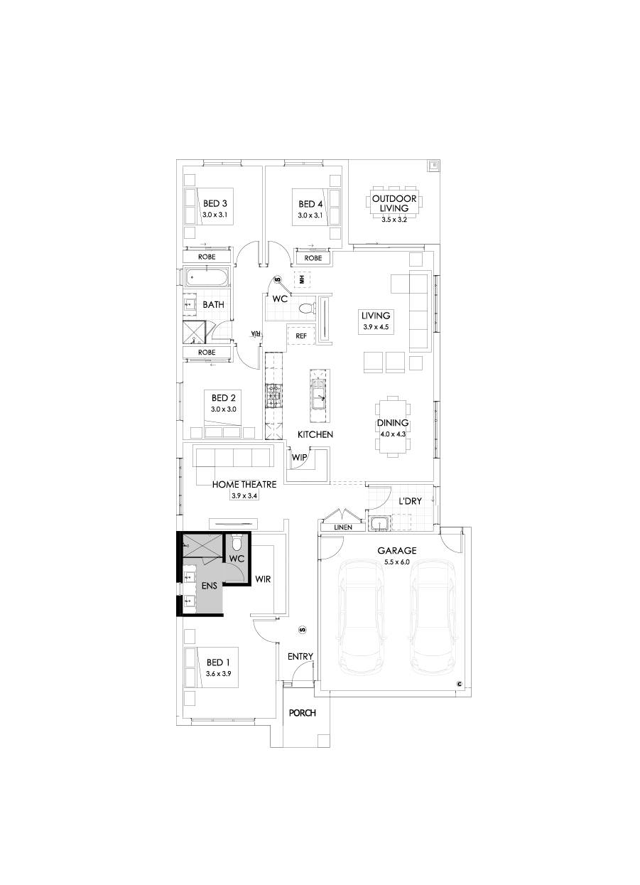 24  Floor Floorplan (Ensuite upgrade - Flipped)