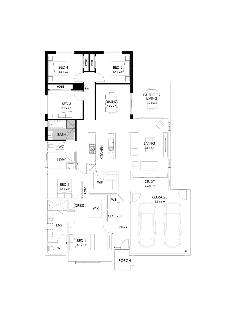 28  Floor Floorplan (5th bedroom - Flipped)