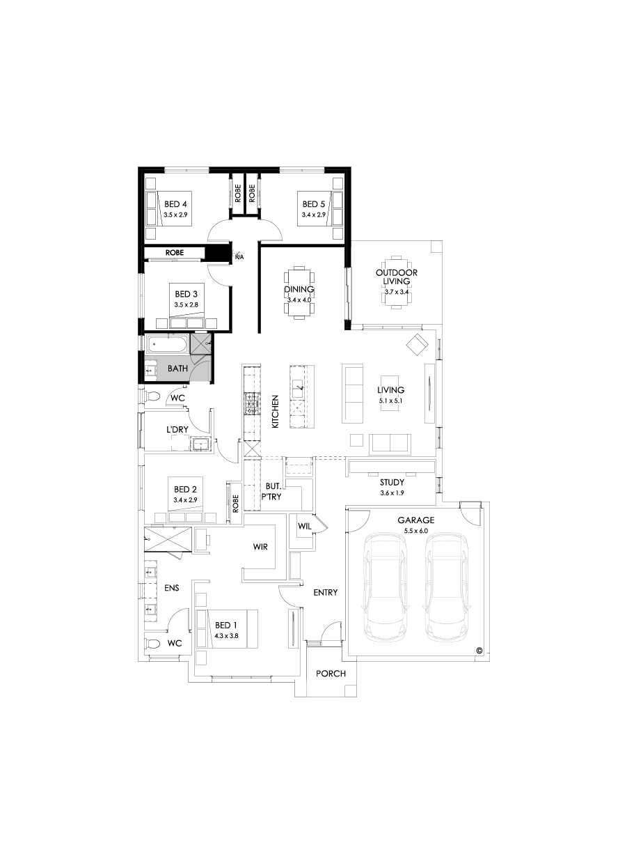 28  Floor Floorplan (5th bedroom - Flipped)