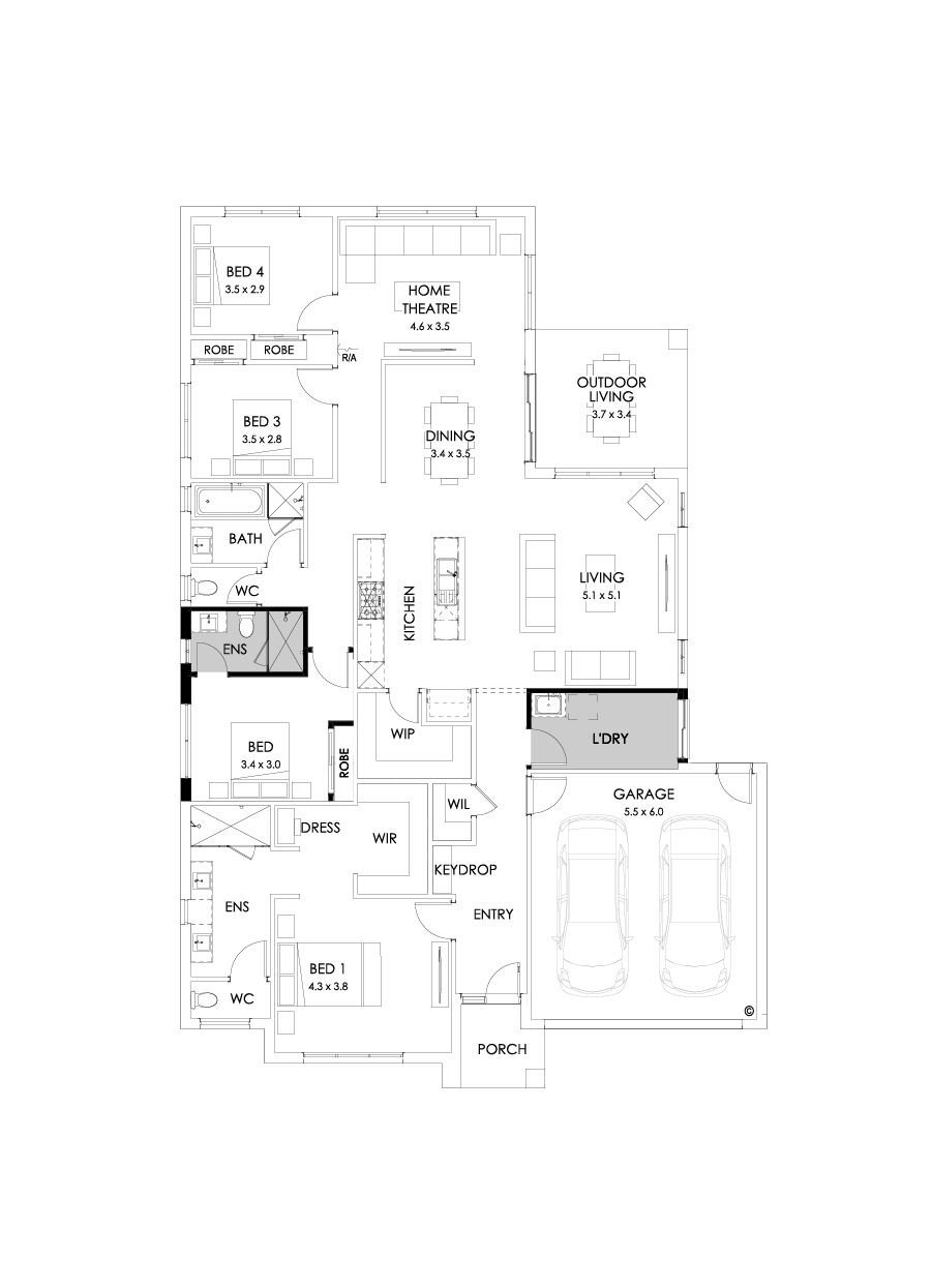 28  Floor Floorplan (Additional ensuite - Flipped)