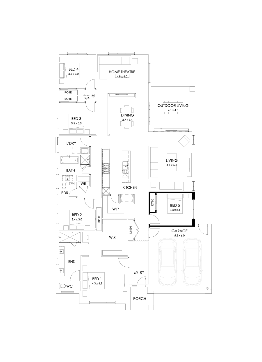 32  Floor Floorplan (5th bedroom - Flipped)
