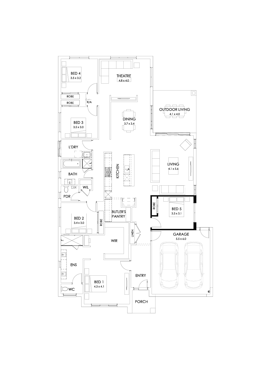 32  Floor Floorplan (5th bedroom - Flipped)