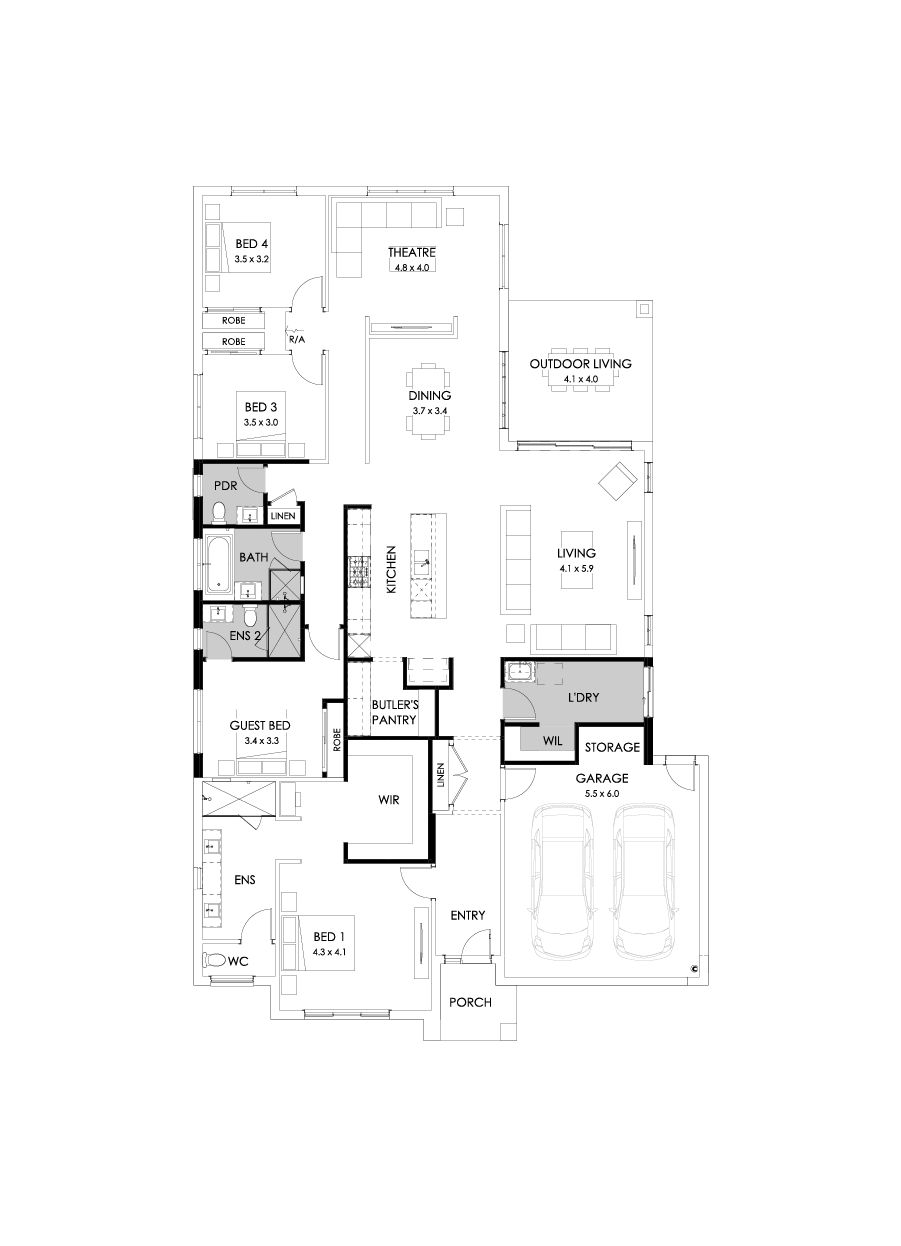32  Floor Floorplan (Additional ensuite - Flipped)