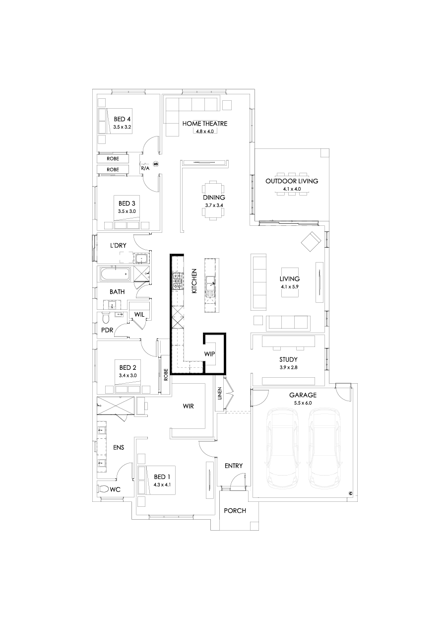 32  Floor Floorplan (Alternate kitchen - Flipped)