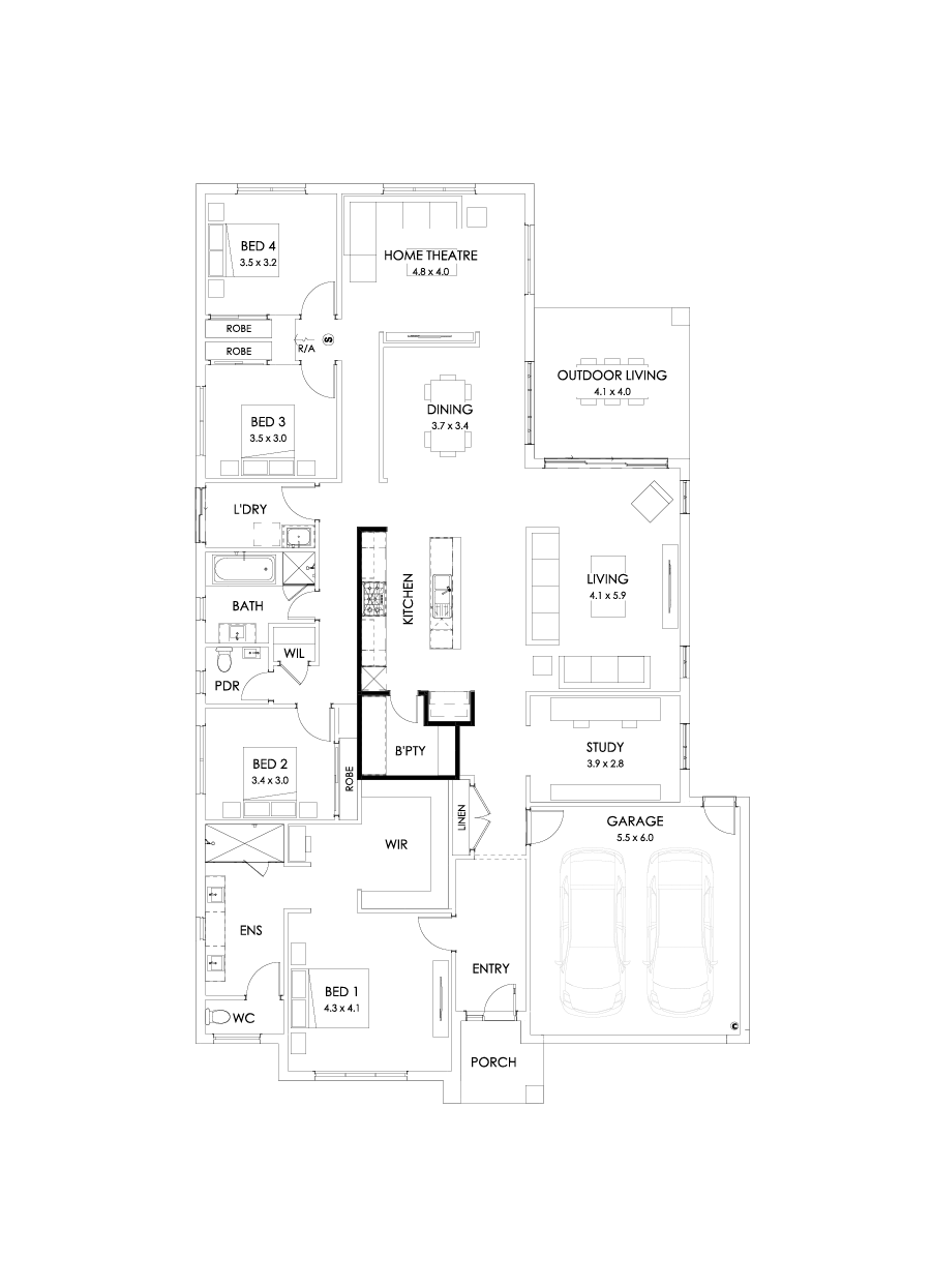 32  Floor Floorplan (Butler’s pantry - Flipped)