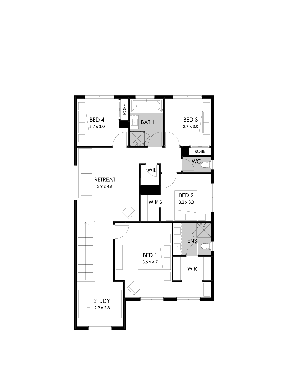 26 First Floor Floorplan (Standard - Flipped)