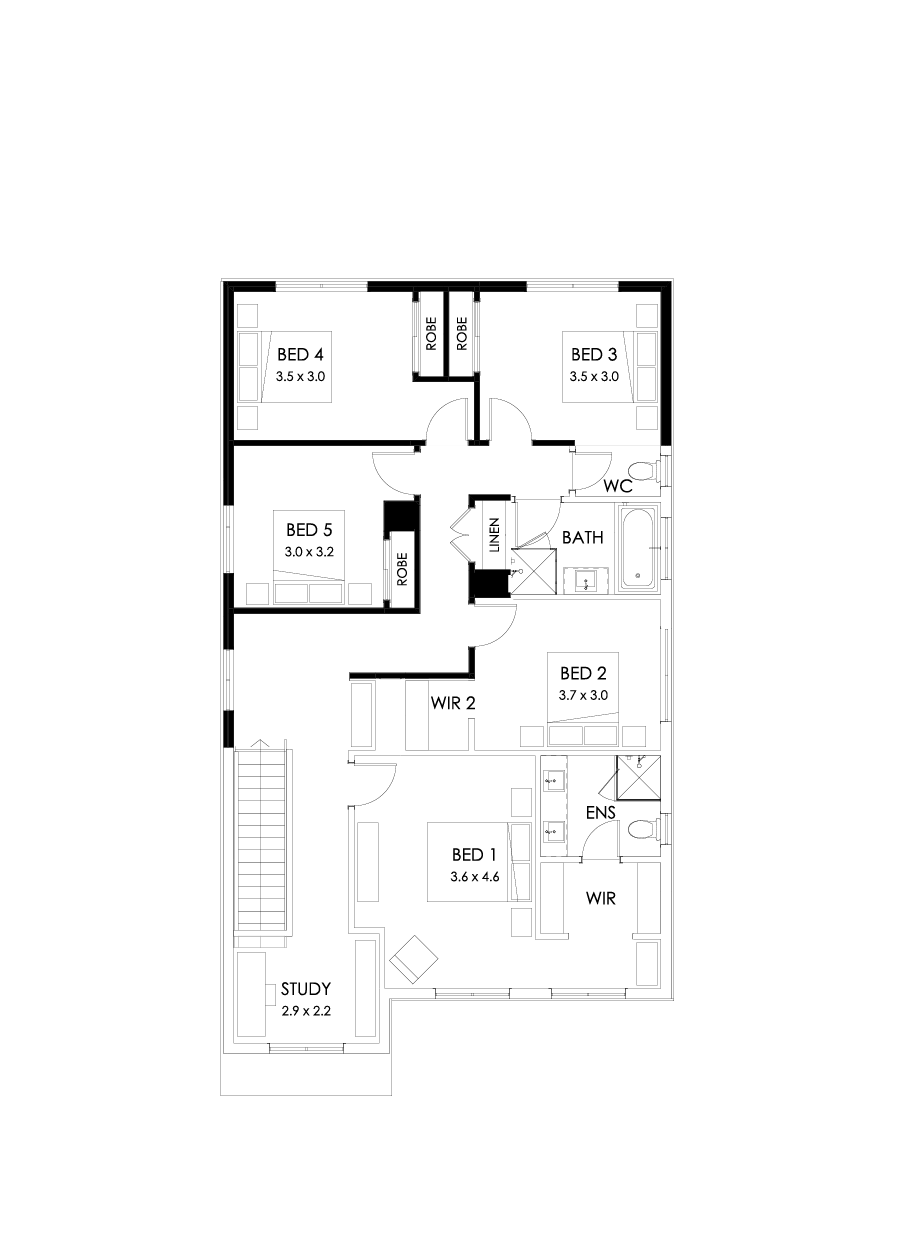 28 First Floor Floorplan (5th Bedroom - Flipped)