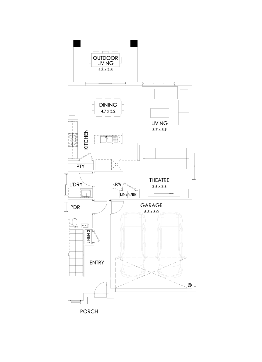 28 Ground Floor Floorplan (Outdoor Living - Flipped)