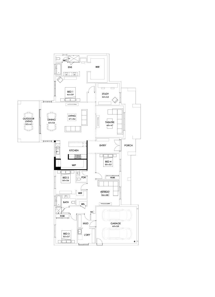 38  Floor Floorplan (Alternate kitchen)