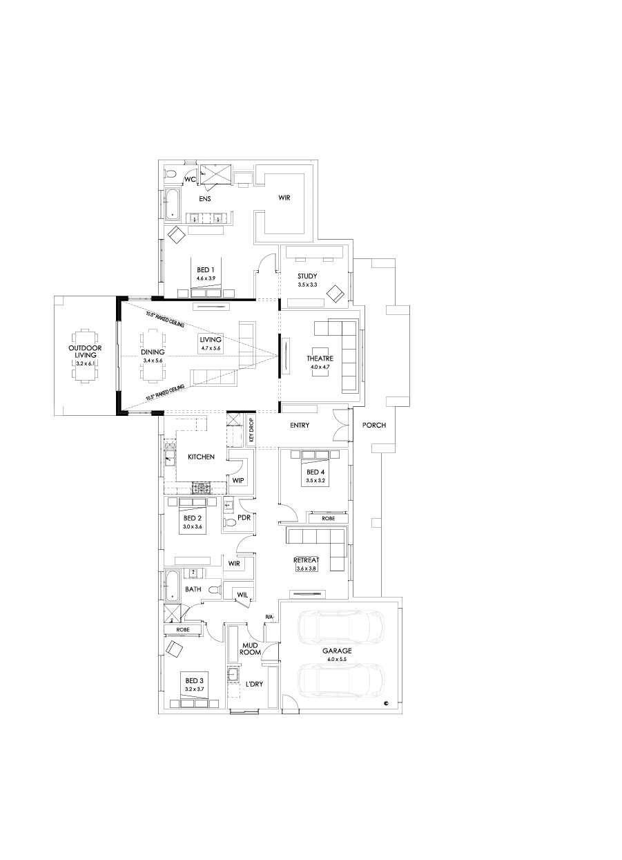 38  Floor Floorplan (Raked ceiling 10.5 deg)