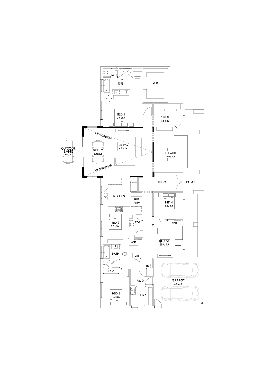 38  Floor Floorplan (Raked ceiling 10.5 deg)