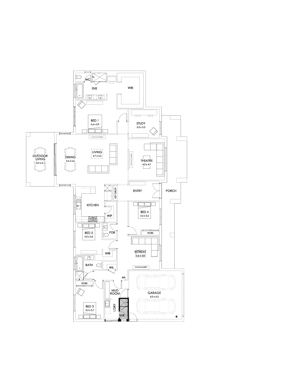 38  Floor Floorplan (Shower to laundry)
