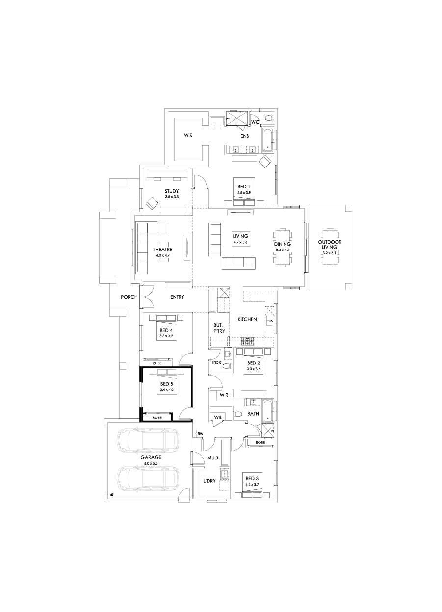 38  Floor Floorplan (5th bedroom - Flipped)