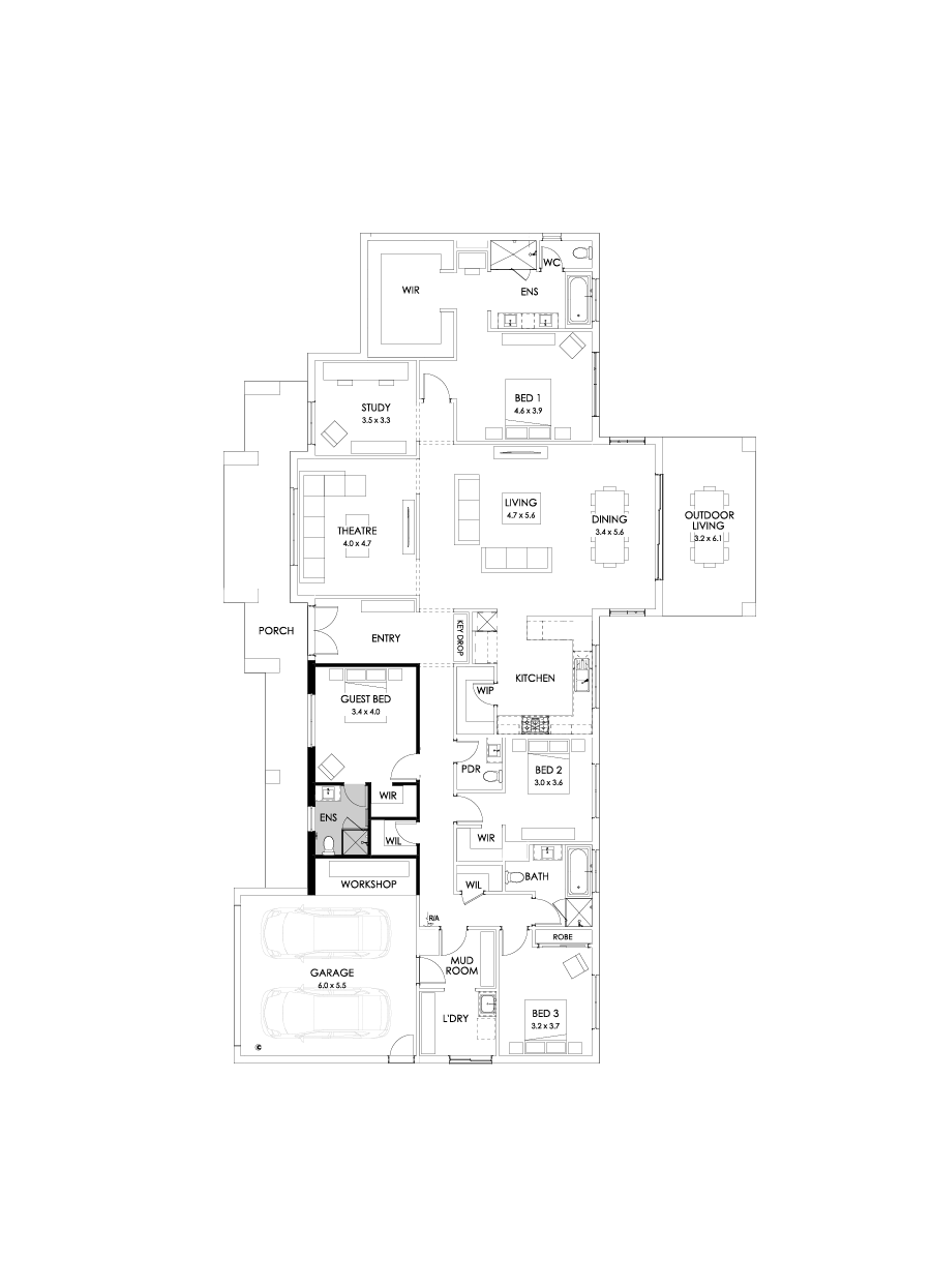 38  Floor Floorplan (Additional ensuite - Flipped)