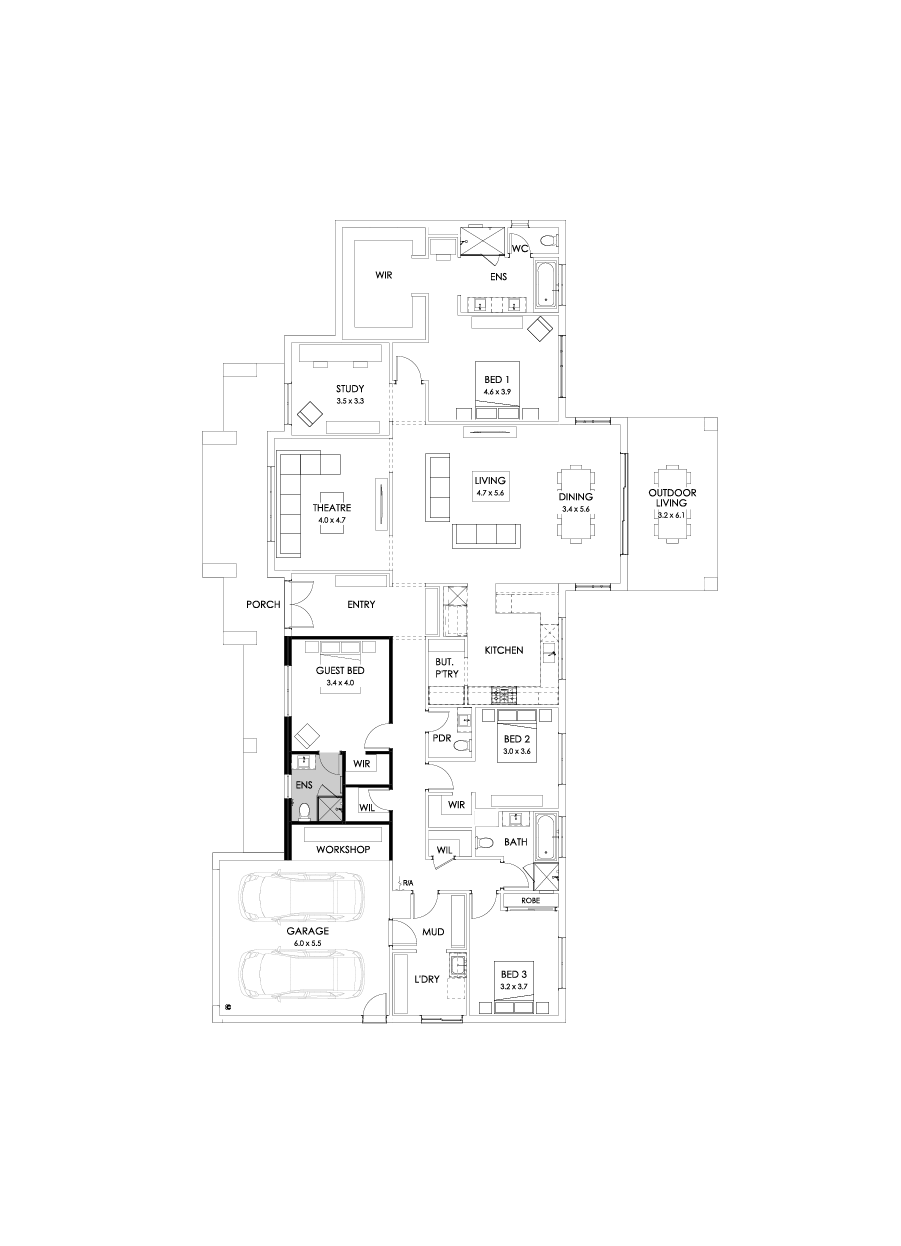 38  Floor Floorplan (Additional ensuite - Flipped)