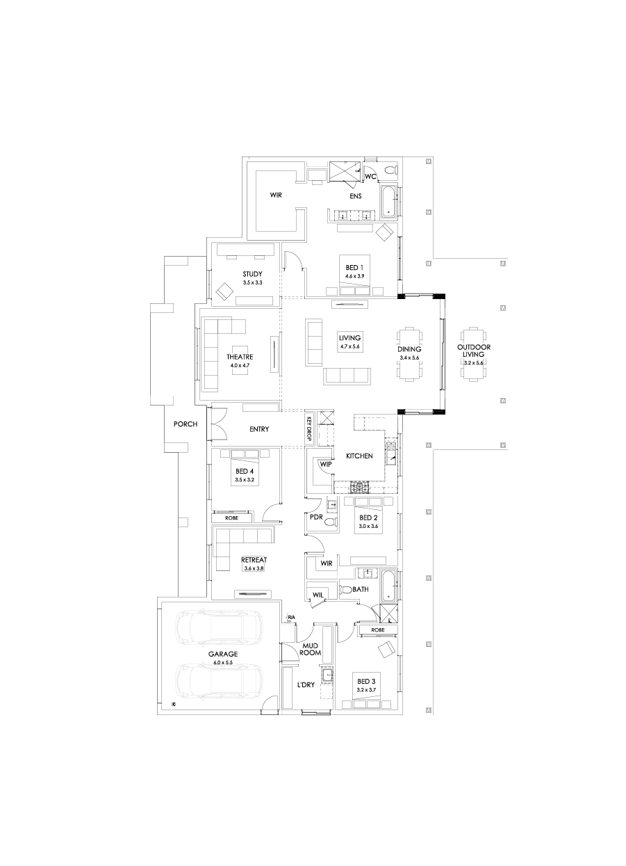 38  Floor Floorplan (Alternate grand outdoor living - Flipped)