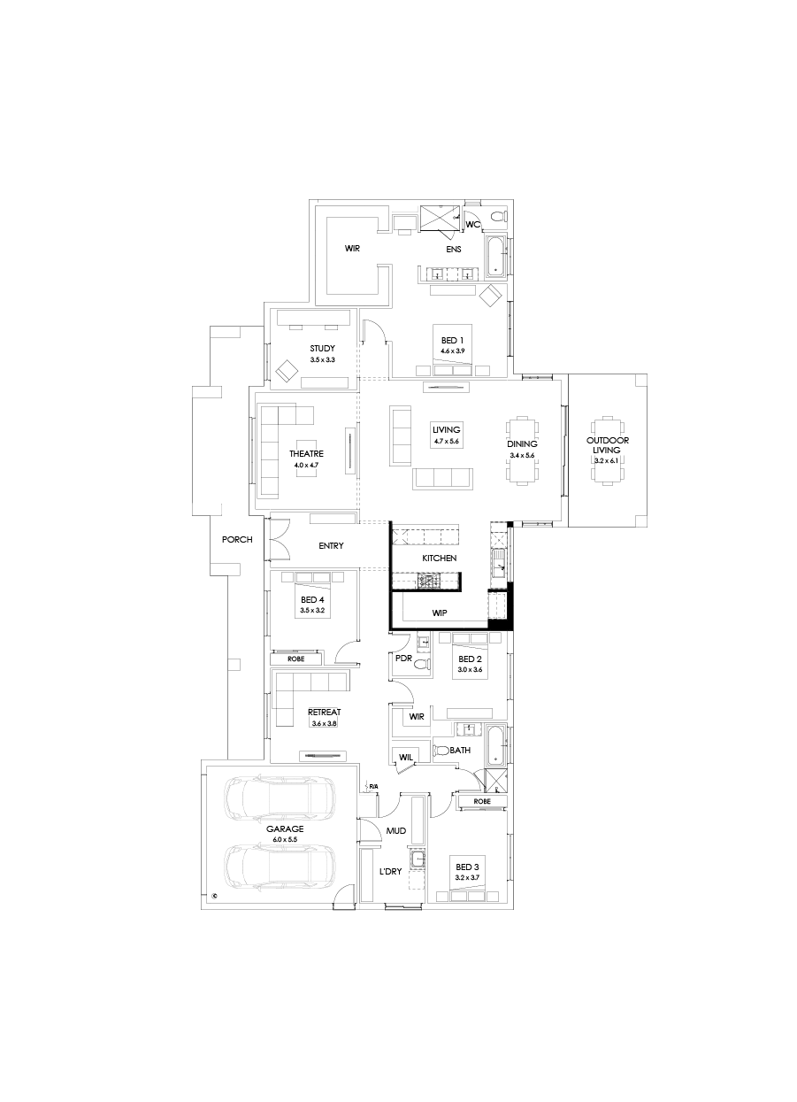 38  Floor Floorplan (Alternate kitchen - Flipped)