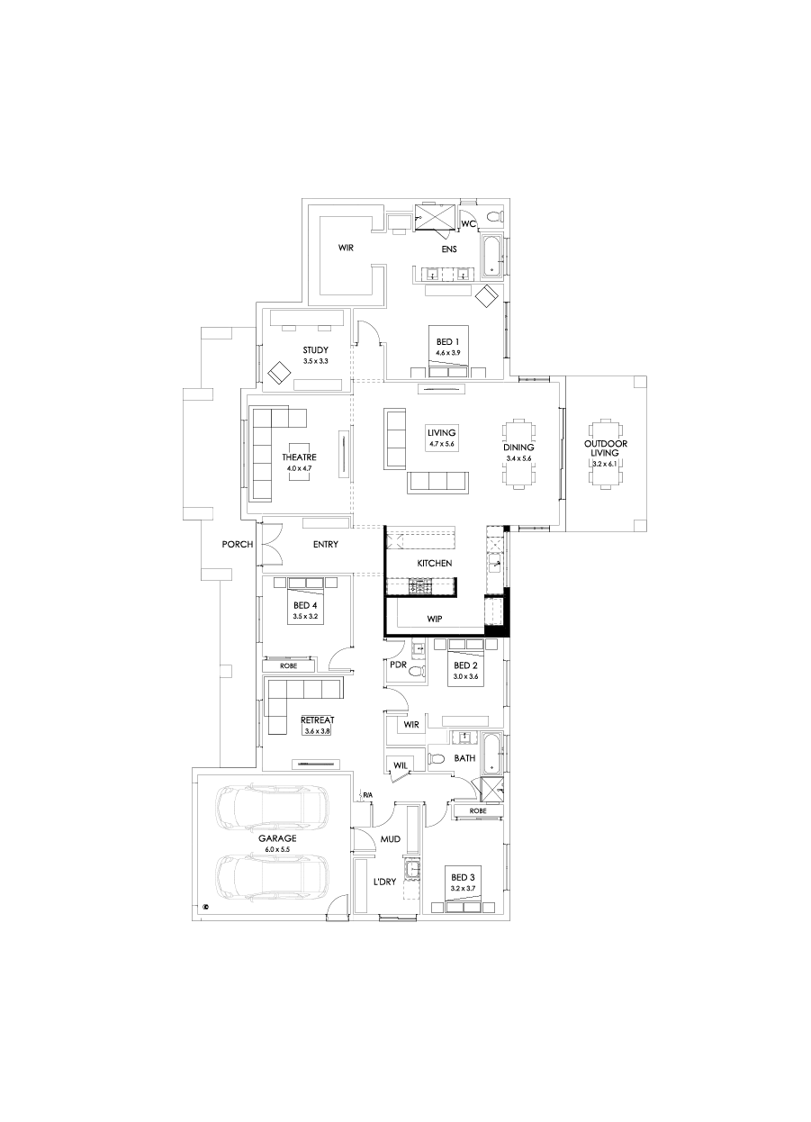 38  Floor Floorplan (Alternate kitchen - Flipped)