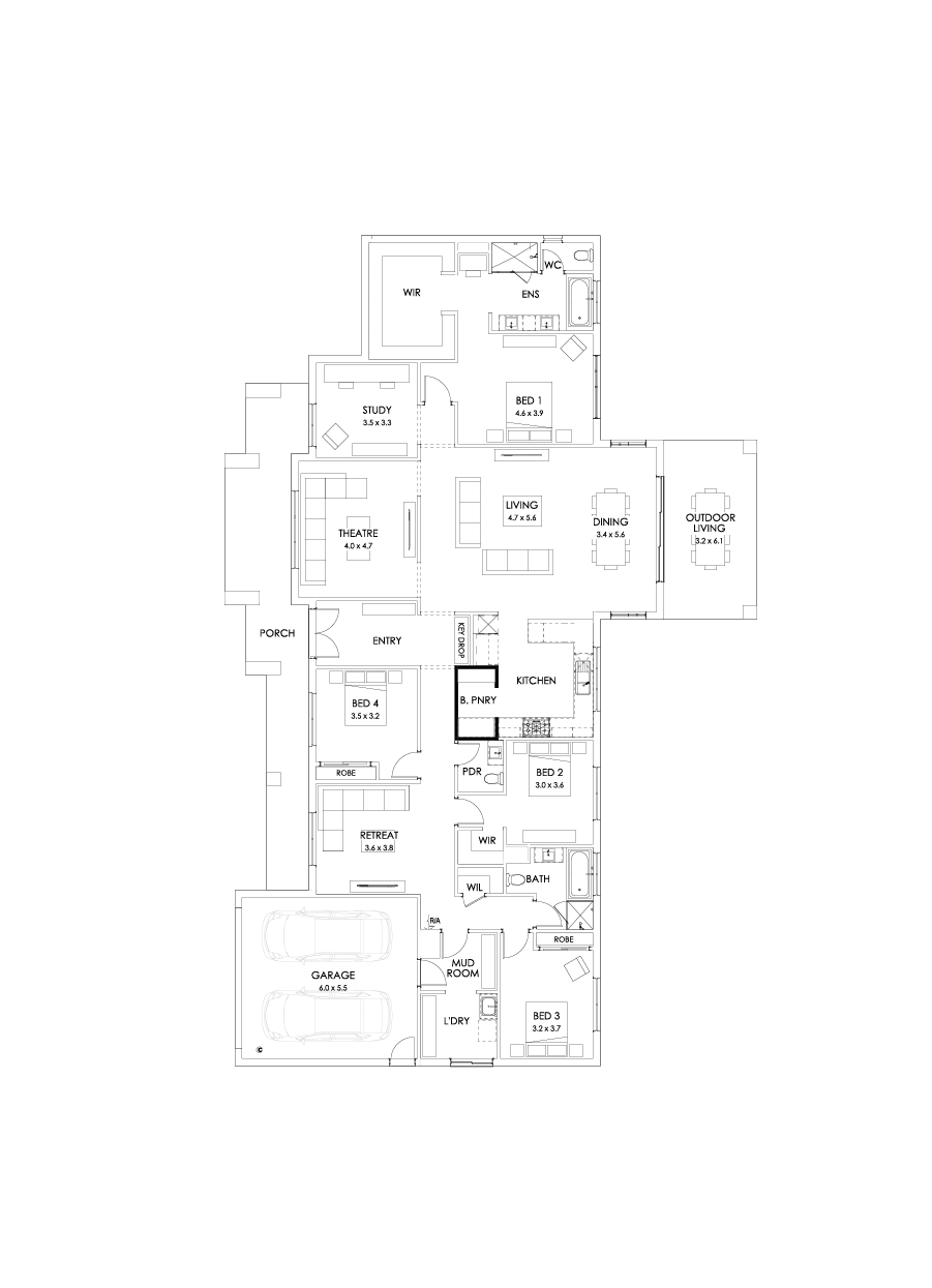 38  Floor Floorplan (Butler's pantry - Included - Flipped)