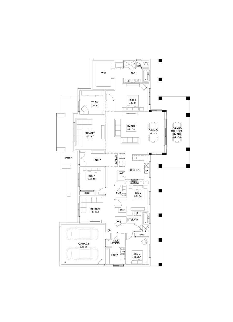 38  Floor Floorplan (Grand outdoor living - Flipped)