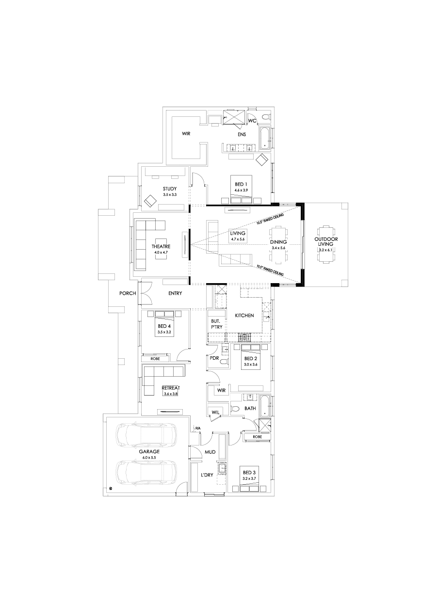 38  Floor Floorplan (Raked ceiling 10.5 deg - Flipped)