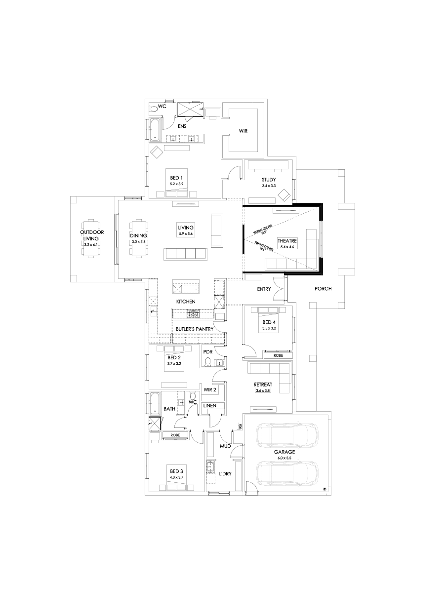 42  Floor Floorplan (Raked ceiling 10.5 deg theatre)