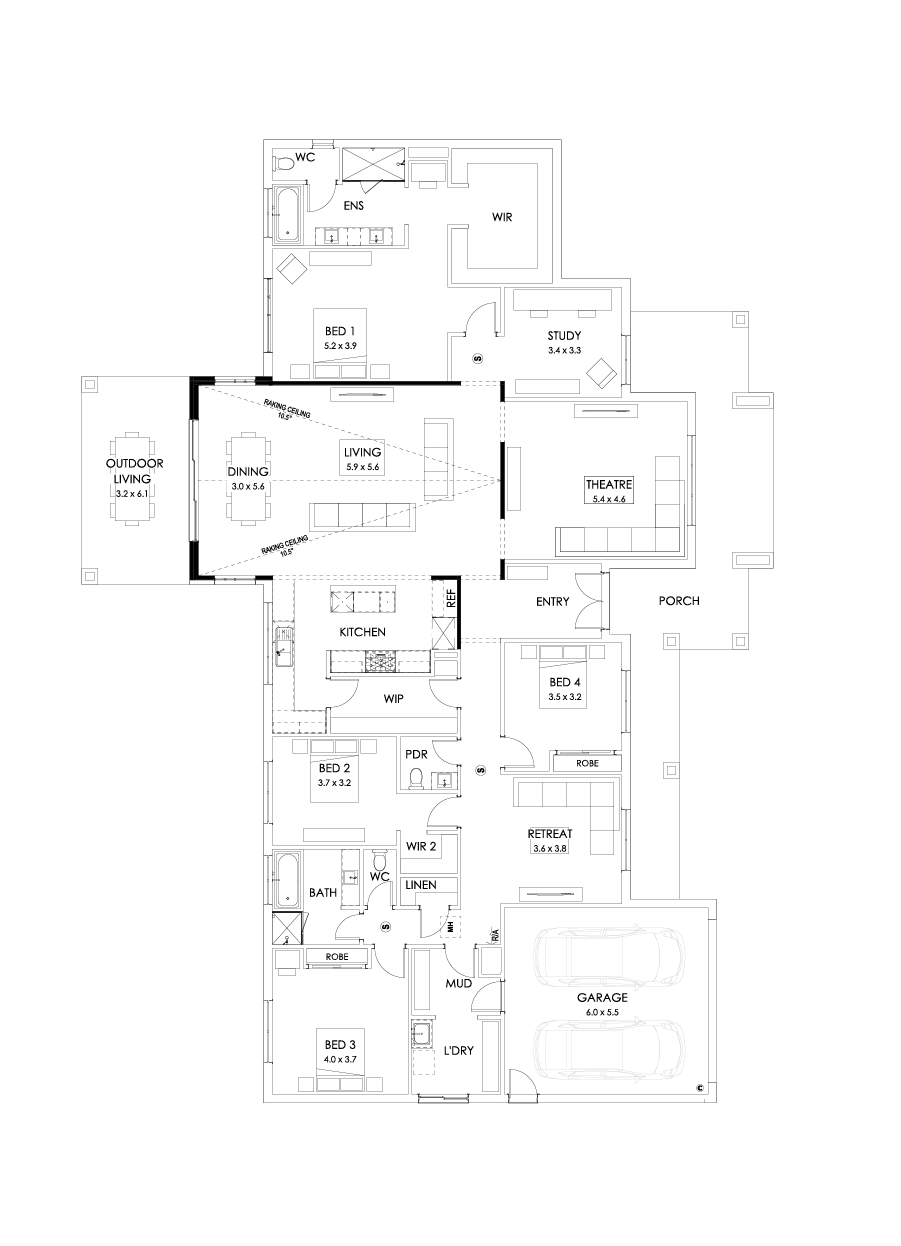 42  Floor Floorplan (Raked ceiling 10.5 deg)
