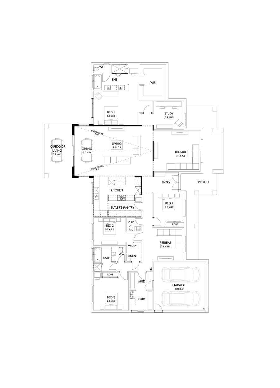 42  Floor Floorplan (Raked ceiling 10.5 deg)