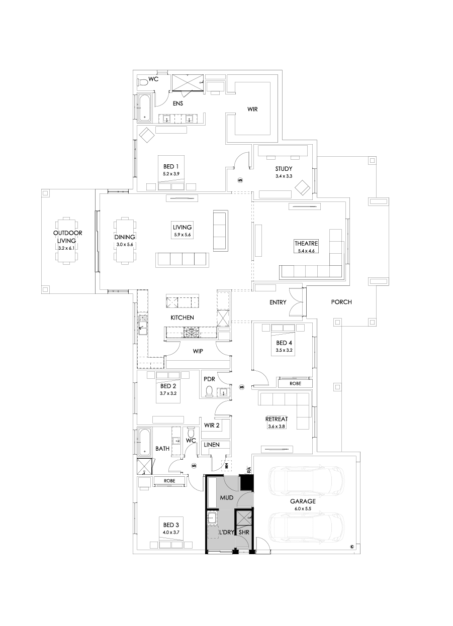 42  Floor Floorplan (Shower to laundry)