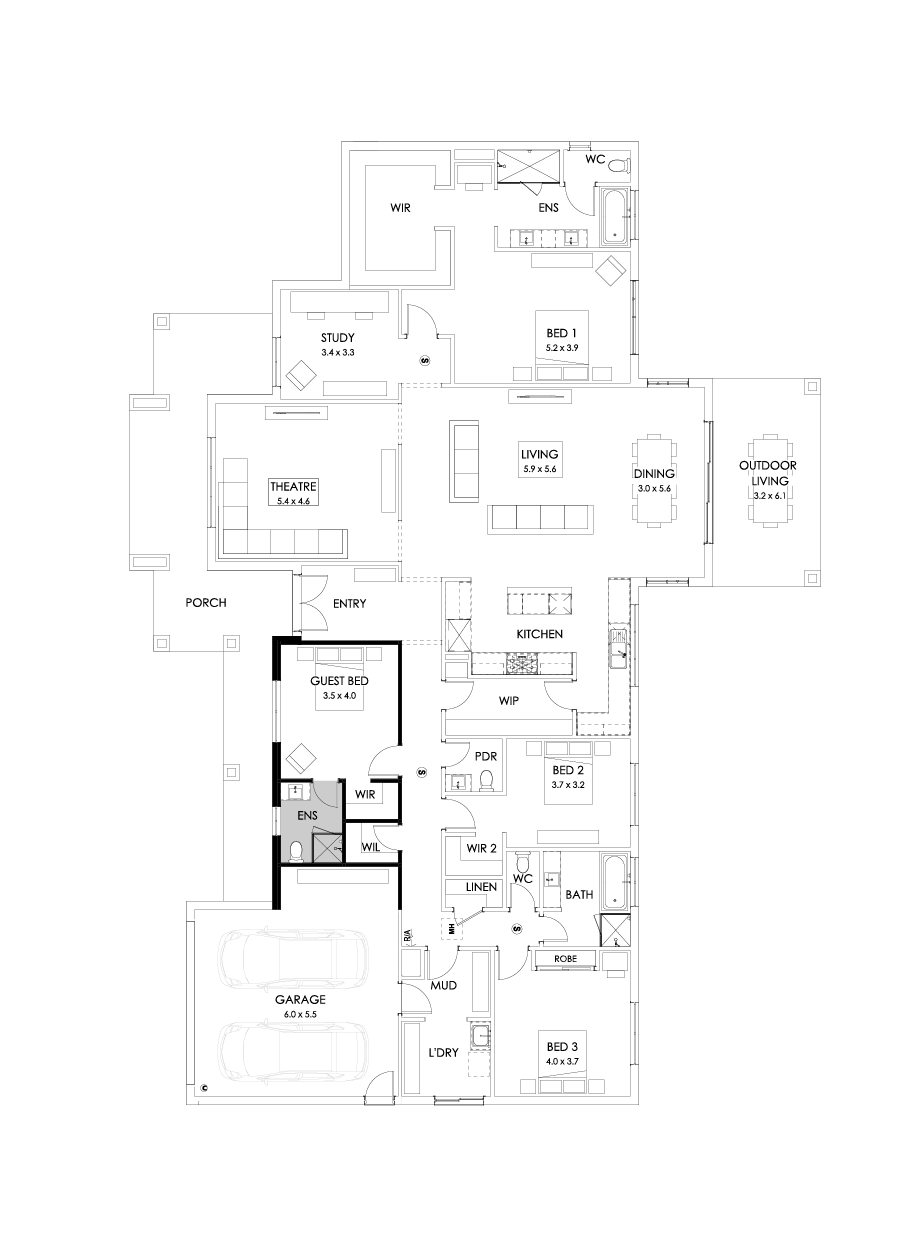 42  Floor Floorplan (Additional ensuite - Flipped)