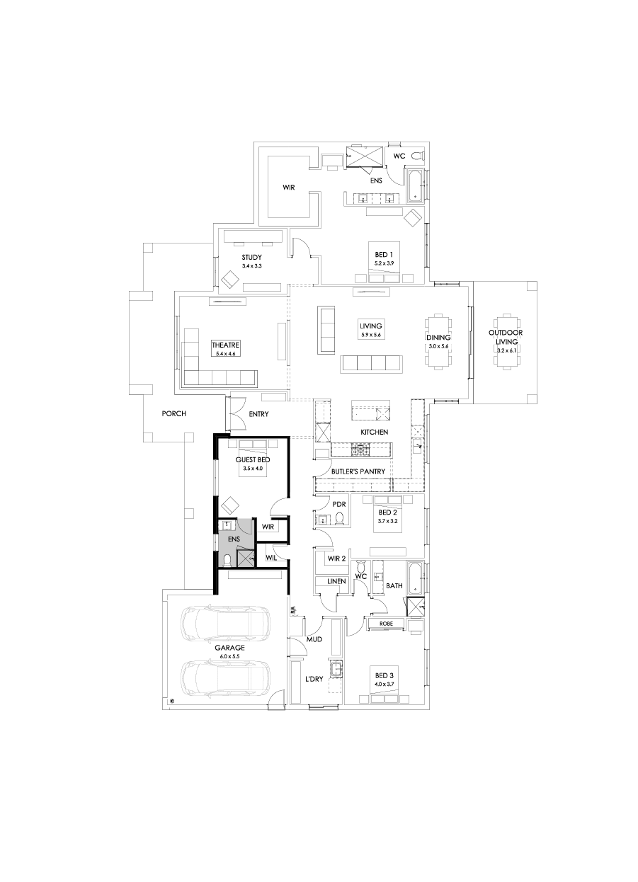 42  Floor Floorplan (Additional ensuite - Flipped)