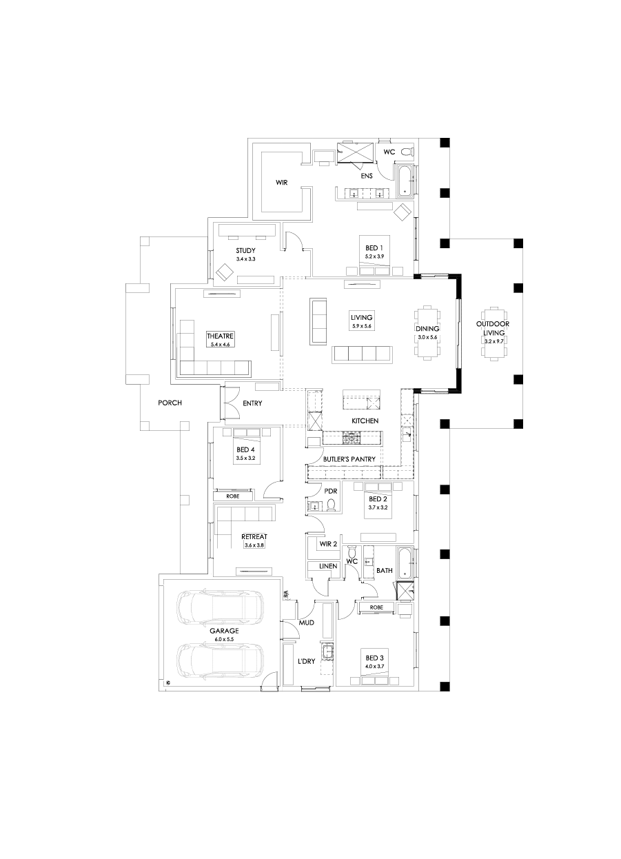 42  Floor Floorplan (Alternate grand outdoor living - Flipped)