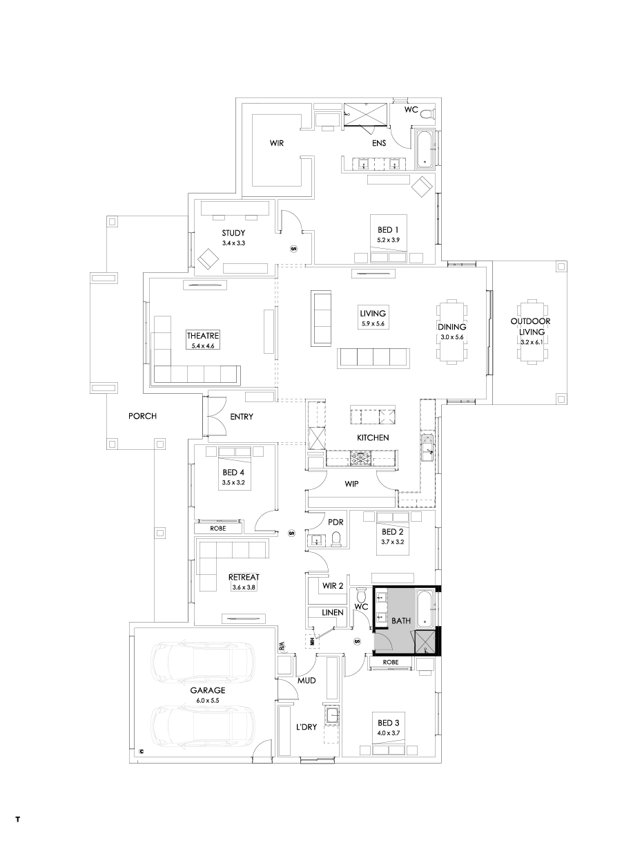 42  Floor Floorplan (Bathroom upgrade - Flipped)