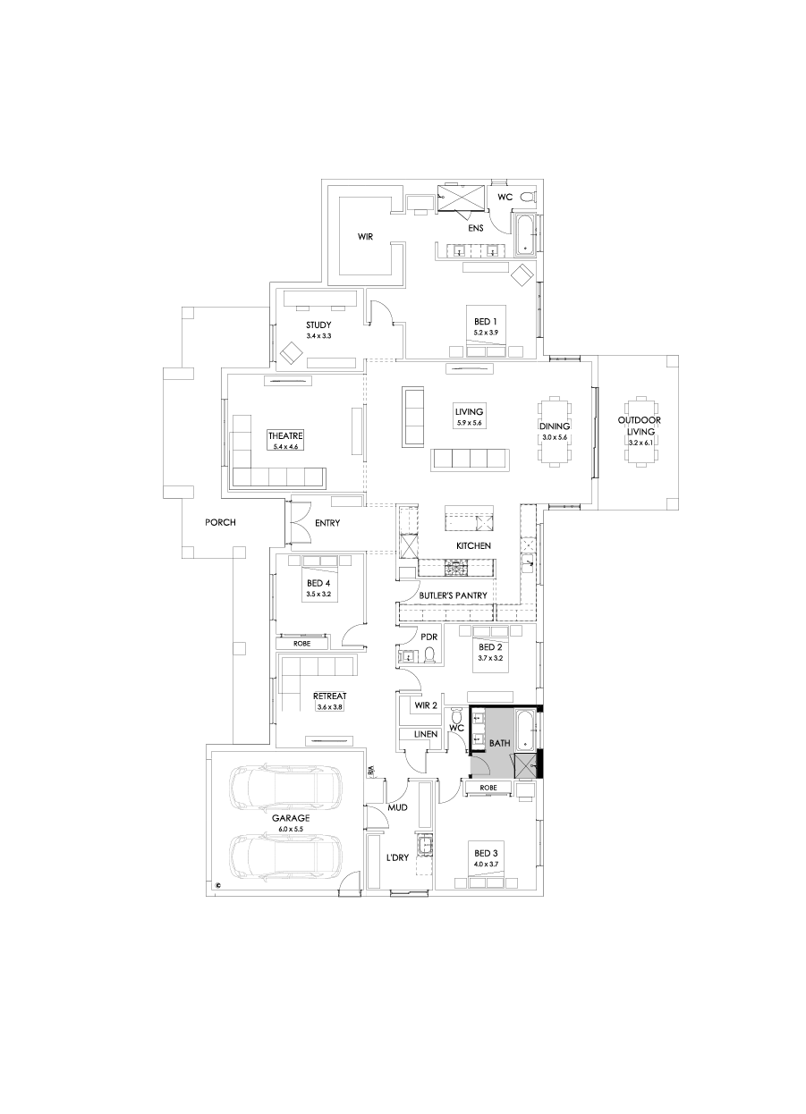 42  Floor Floorplan (Bathroom upgrade - Flipped)