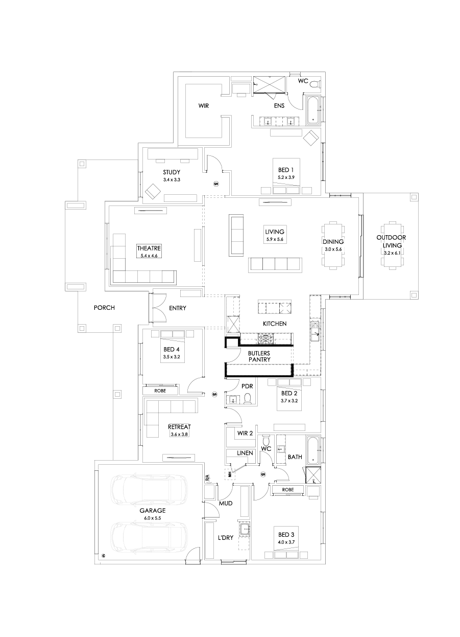 42  Floor Floorplan (Butler's pantry - Included - Flipped)