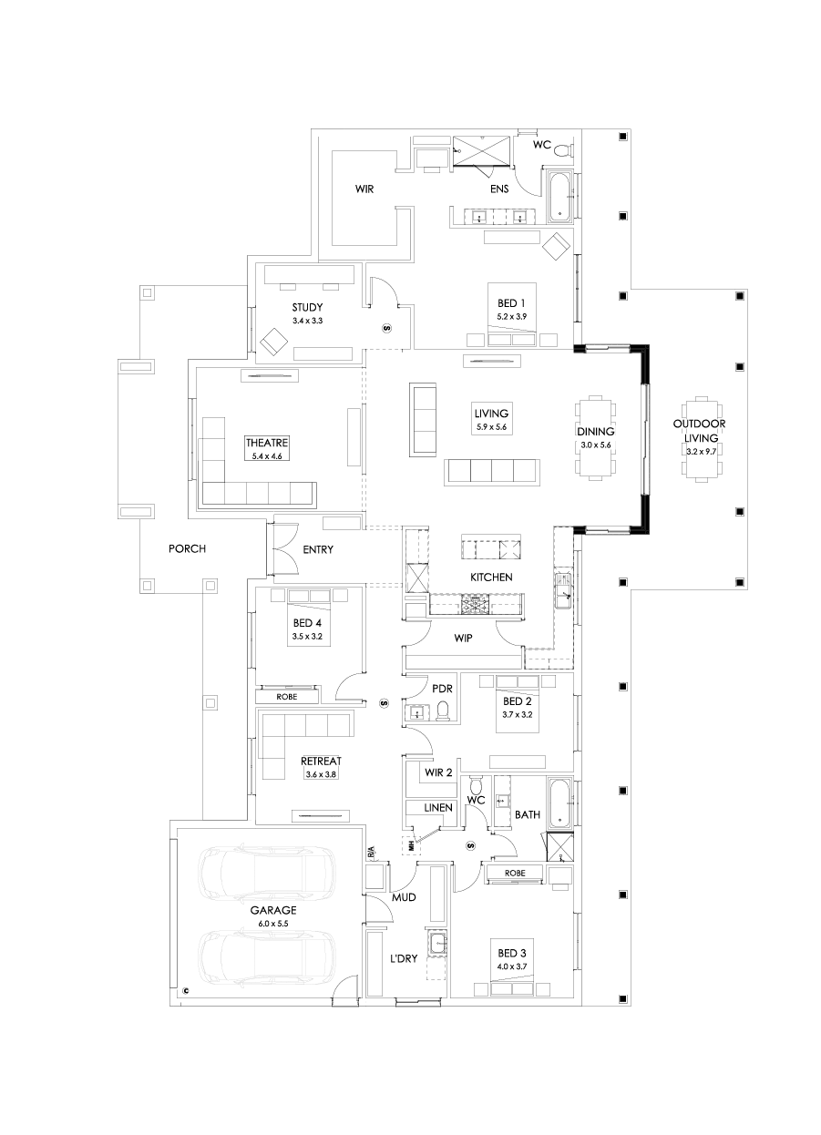 42  Floor Floorplan (Grand outdoor living - Flipped)