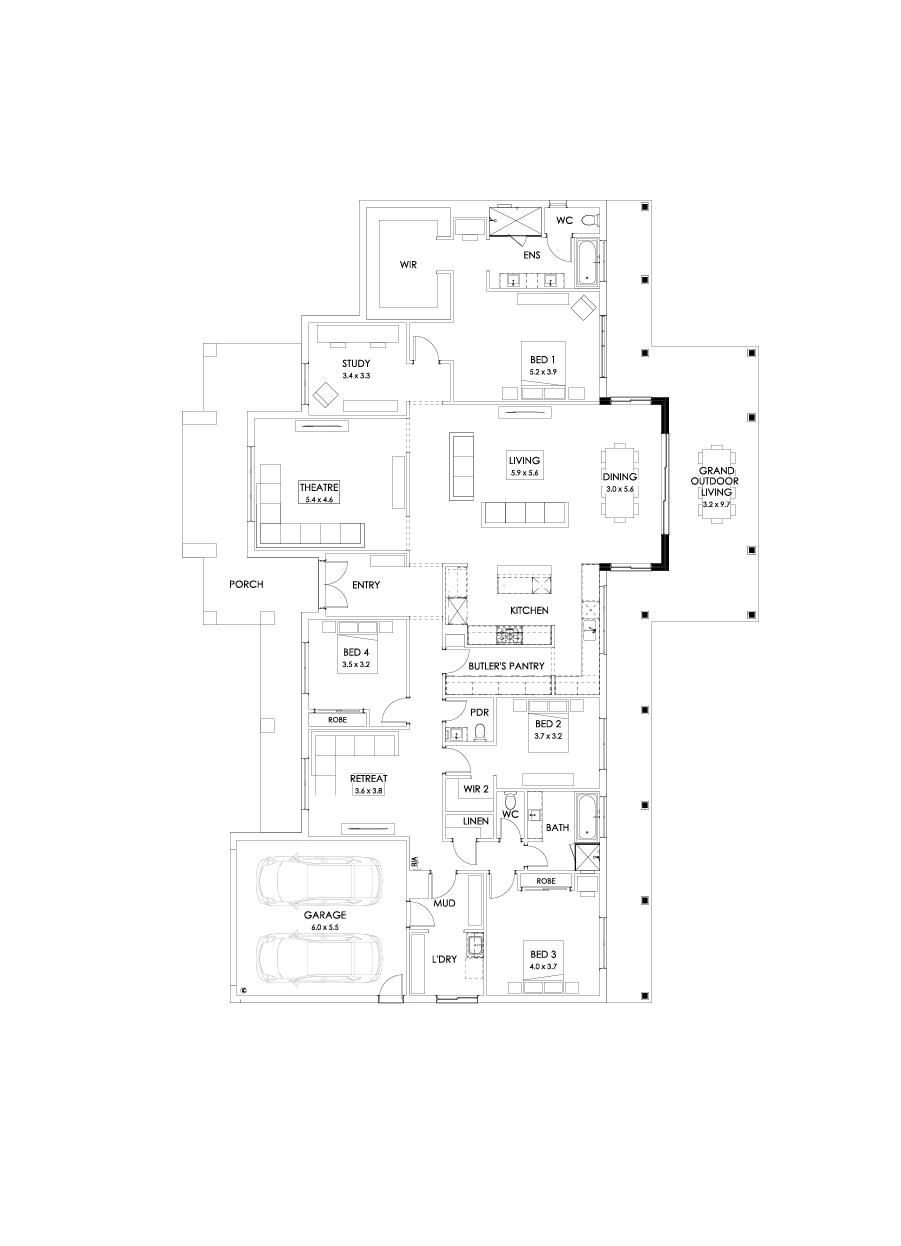 42  Floor Floorplan (Grand outdoor living - Flipped)