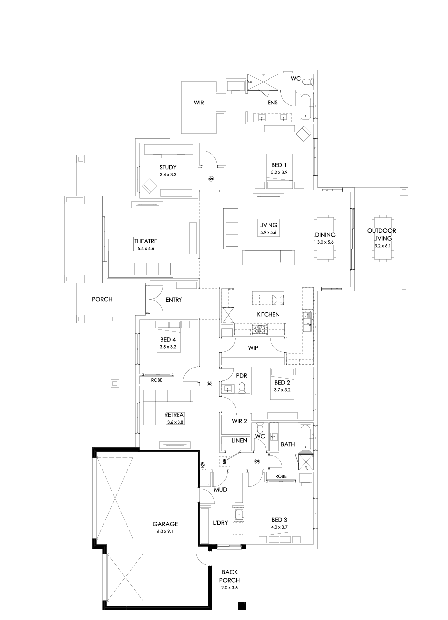 42  Floor Floorplan (Triple garage - Flipped)
