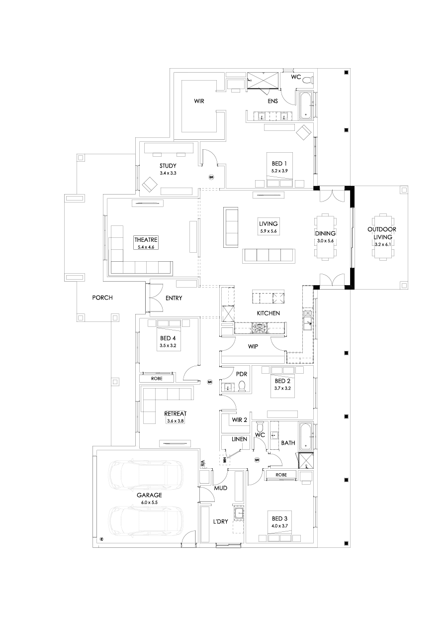 42  Floor Floorplan (Veranda - Flipped)