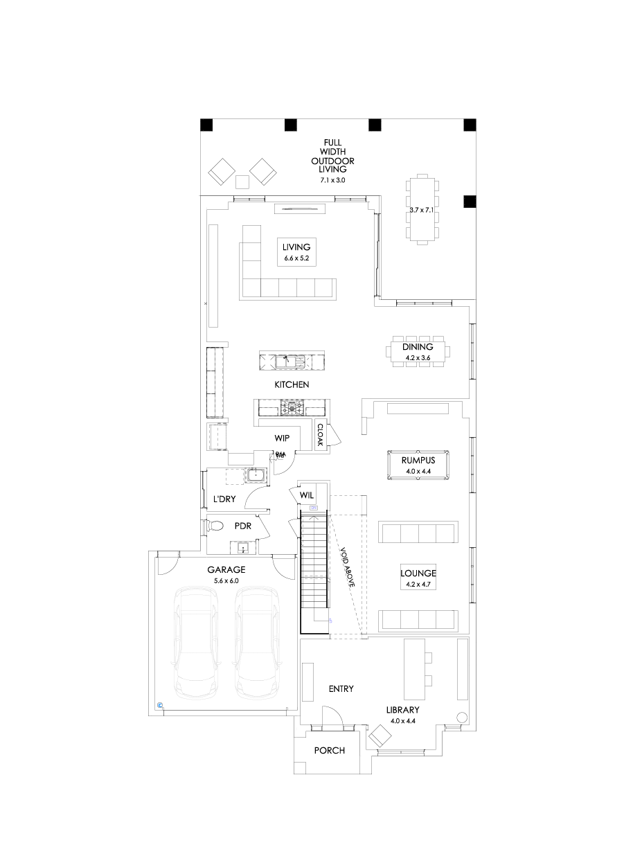 47 Ground Floor Floorplan (Full width outdoor living)