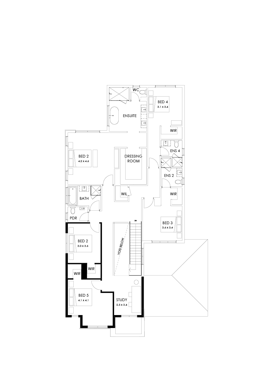 47 First Floor Floorplan (5th bedroom - Flipped)