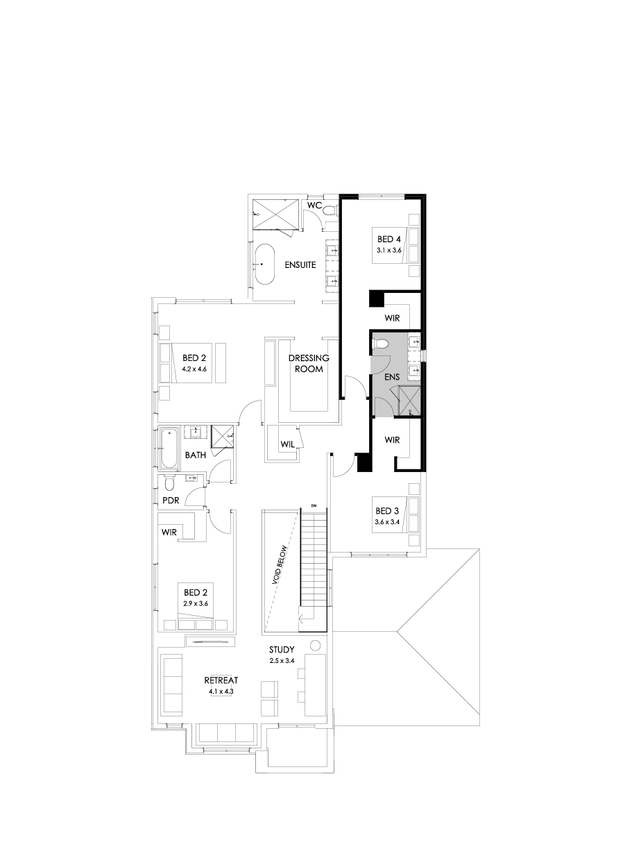 47 First Floor Floorplan (Additional ensuite - Flipped)