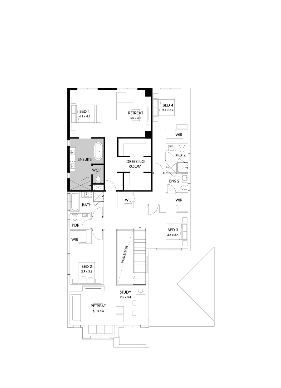 47 First Floor Floorplan (Alternate bed 1 - Flipped)