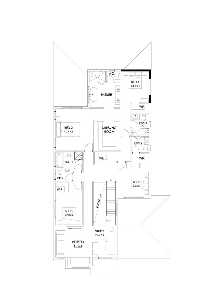 47 First Floor Floorplan (Full width outdoor living - Flipped)