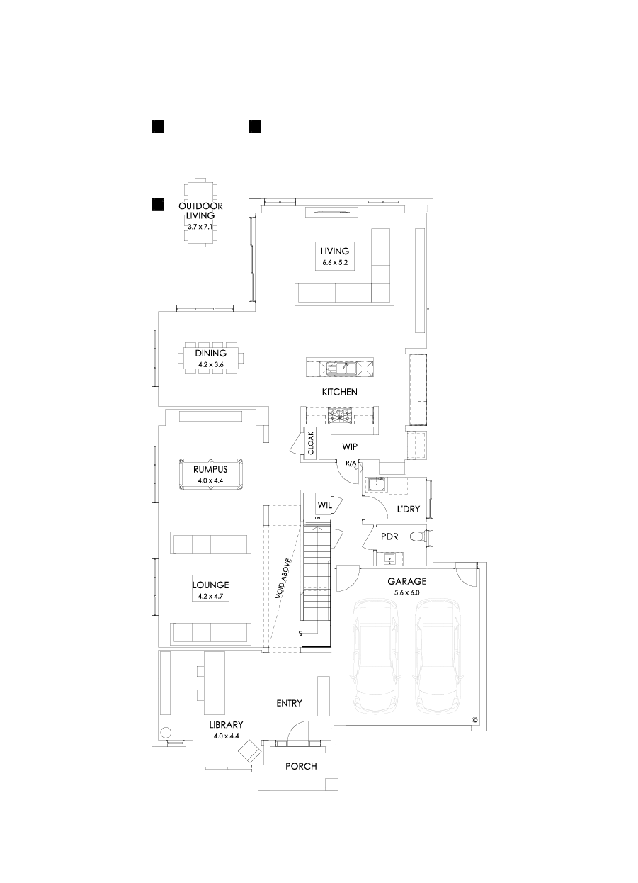 47 Ground Floor Floorplan (Grand outdoor living - Flipped)